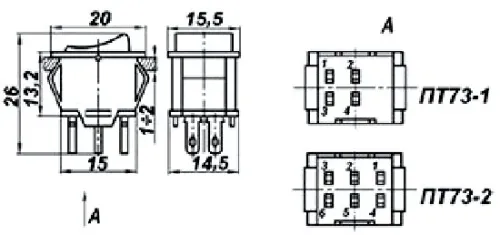 ПТ73-1-2 тумблер (Зелёные) фото 3